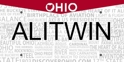 ALITWIN Ohio License Plate