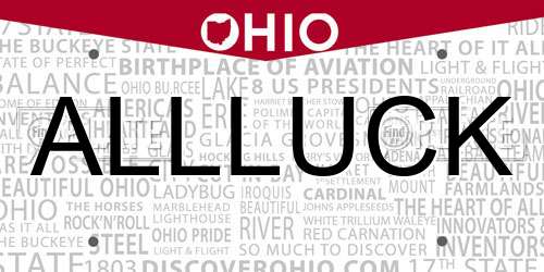 ALLLUCK Ohio License Plate