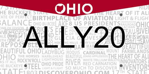 ALLY20 Ohio License Plate
