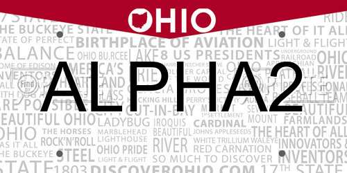ALPHA2 Ohio License Plate