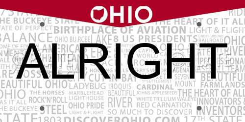 ALRIGHT Ohio License Plate