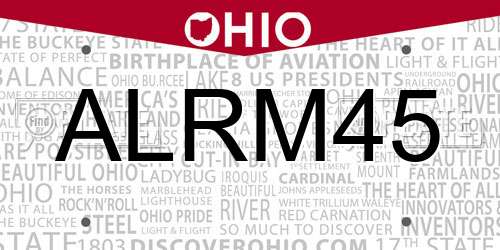 ALRM45 Ohio License Plate