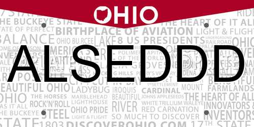 ALSEDDD Ohio License Plate