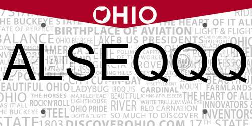 ALSEQQQ Ohio License Plate