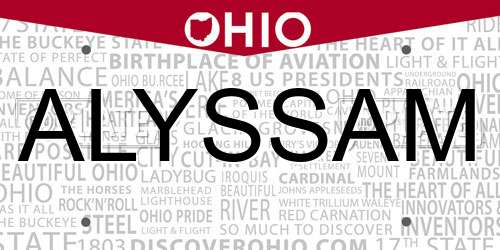 ALYSSAM Ohio License Plate