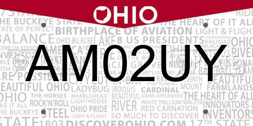 AM02UY Ohio License Plate
