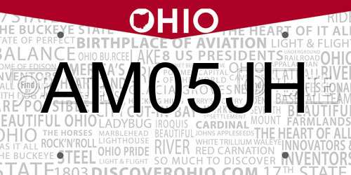 AM05JH Ohio License Plate