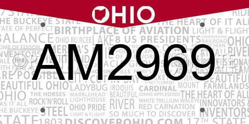 AM2969 Ohio License Plate