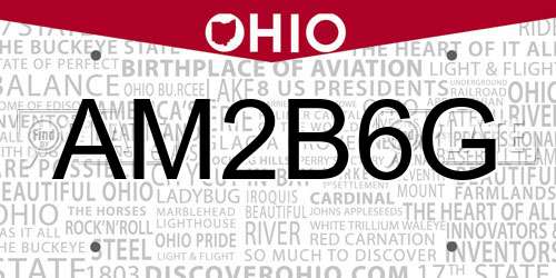 AM2B6G Ohio License Plate