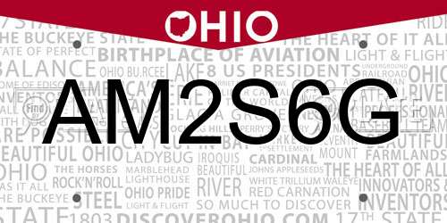 AM2S6G Ohio License Plate