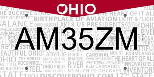 AM35ZM Ohio License Plate