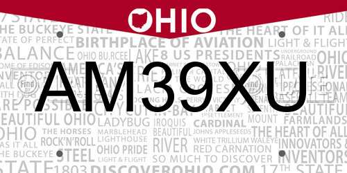 AM39XU Ohio License Plate