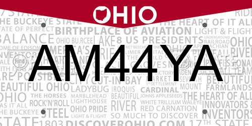 AM44YA Ohio License Plate