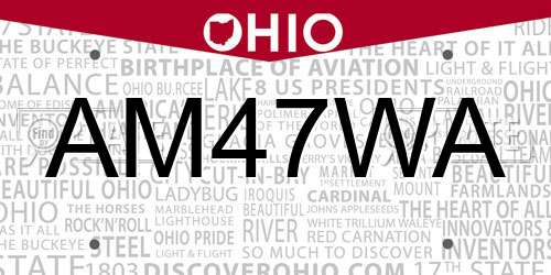AM47WA Ohio License Plate