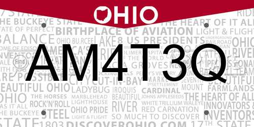 AM4T3Q Ohio License Plate