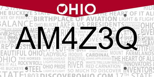 AM4Z3Q Ohio License Plate