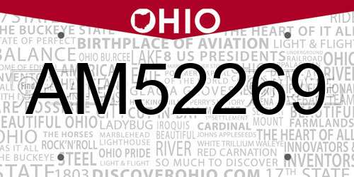 AM52269 Ohio License Plate