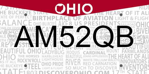 AM52QB Ohio License Plate