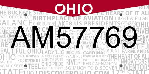 AM57769 Ohio License Plate