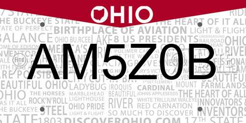 AM5Z0B Ohio License Plate