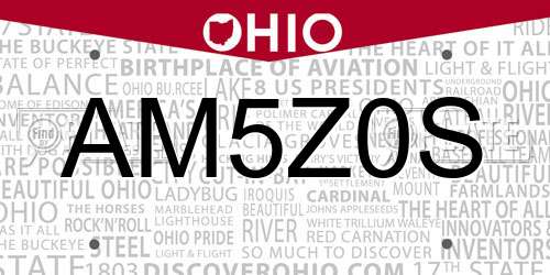 AM5Z0S Ohio License Plate