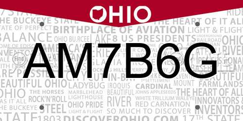 AM7B6G Ohio License Plate