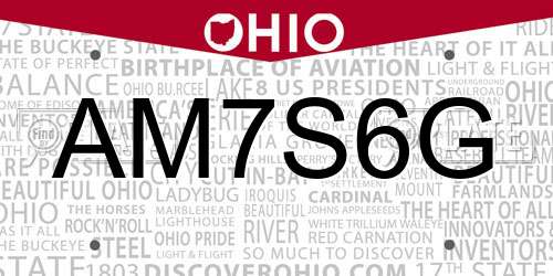 AM7S6G Ohio License Plate