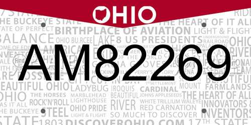AM82269 Ohio License Plate