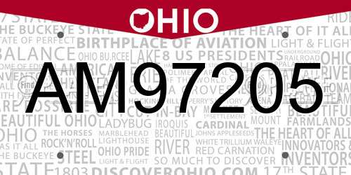 AM97205 Ohio License Plate