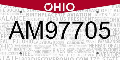 AM97705 Ohio License Plate