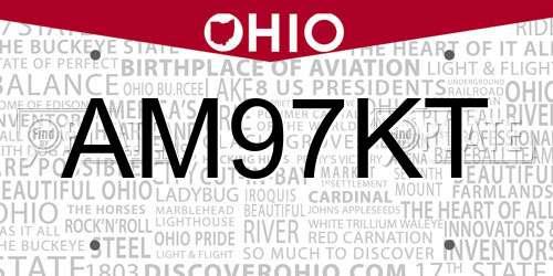 AM97KT Ohio License Plate