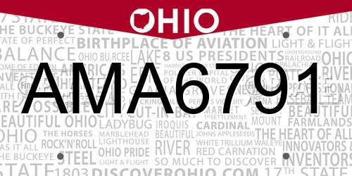 AMA6791 Ohio License Plate