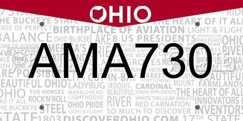 AMA730 Ohio License Plate