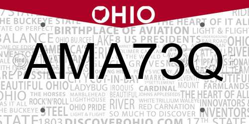 AMA73Q Ohio License Plate