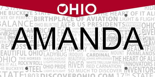 AMANDA Ohio License Plate