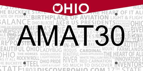 AMAT30 Ohio License Plate