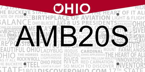 AMB20S Ohio License Plate