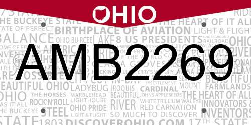 AMB2269 Ohio License Plate