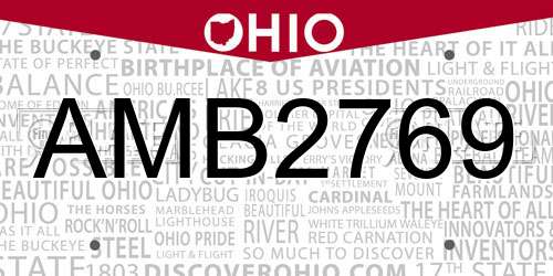AMB2769 Ohio License Plate