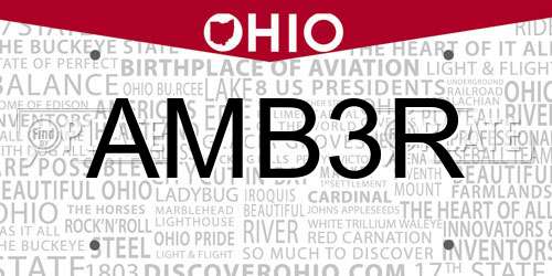 AMB3R Ohio License Plate