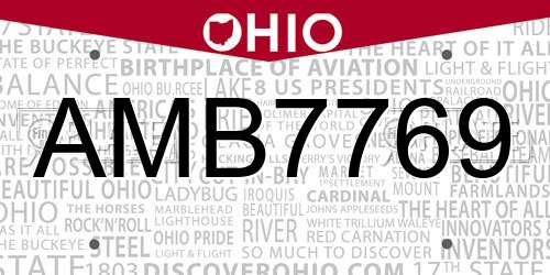 AMB7769 Ohio License Plate