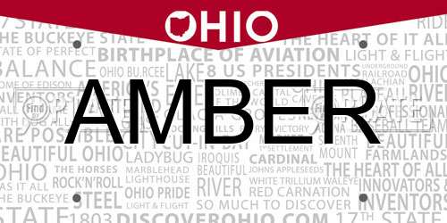 AMBER Ohio License Plate