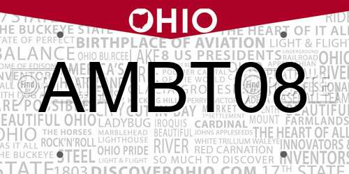 AMBT08 Ohio License Plate