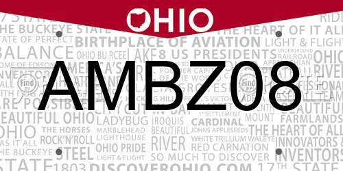 AMBZ08 Ohio License Plate
