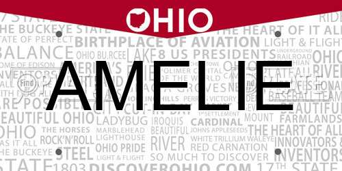 AMELIE Ohio License Plate