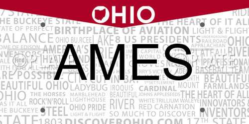 AMES Ohio License Plate