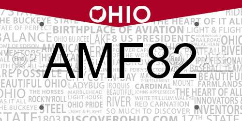 AMF82 Ohio License Plate