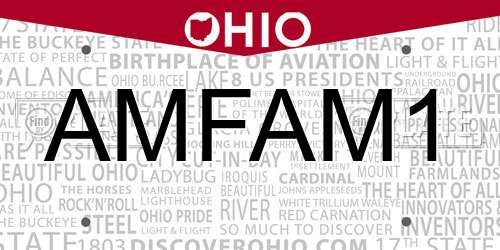 AMFAM1 Ohio License Plate