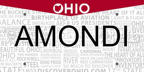 AMONDI Ohio License Plate