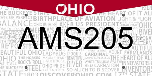 AMS205 Ohio License Plate
